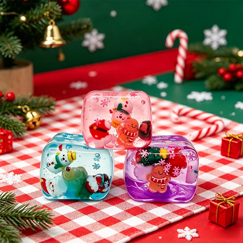 Maltose Cube Ice Block Santa Reindeer Building Block Fidget Squeeze Ball Slow Rebound Stress Relief Boredom Reliever Gift Decor