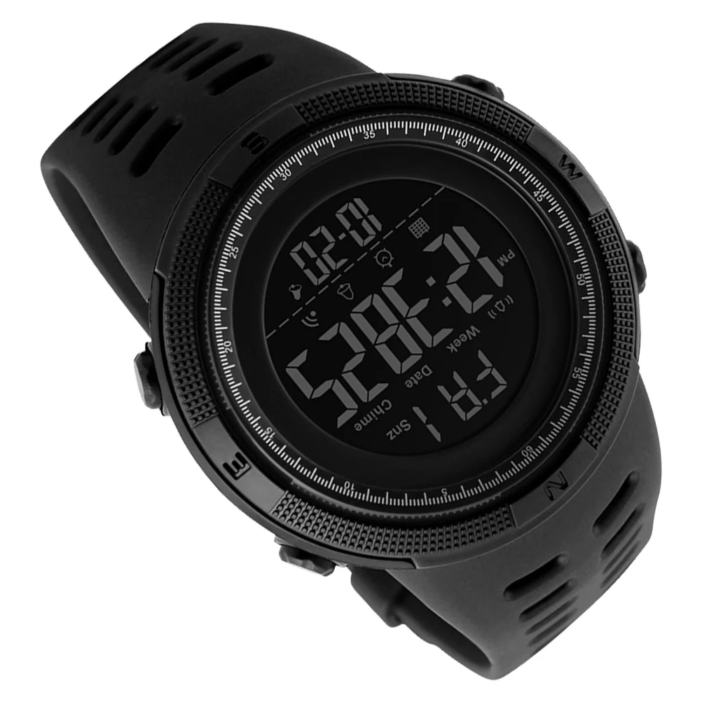 

Men's Watch Stylish Round Dial 50m Waterproof El Light Stainless Steel Buckle Luxury Countdown Chronograph Black