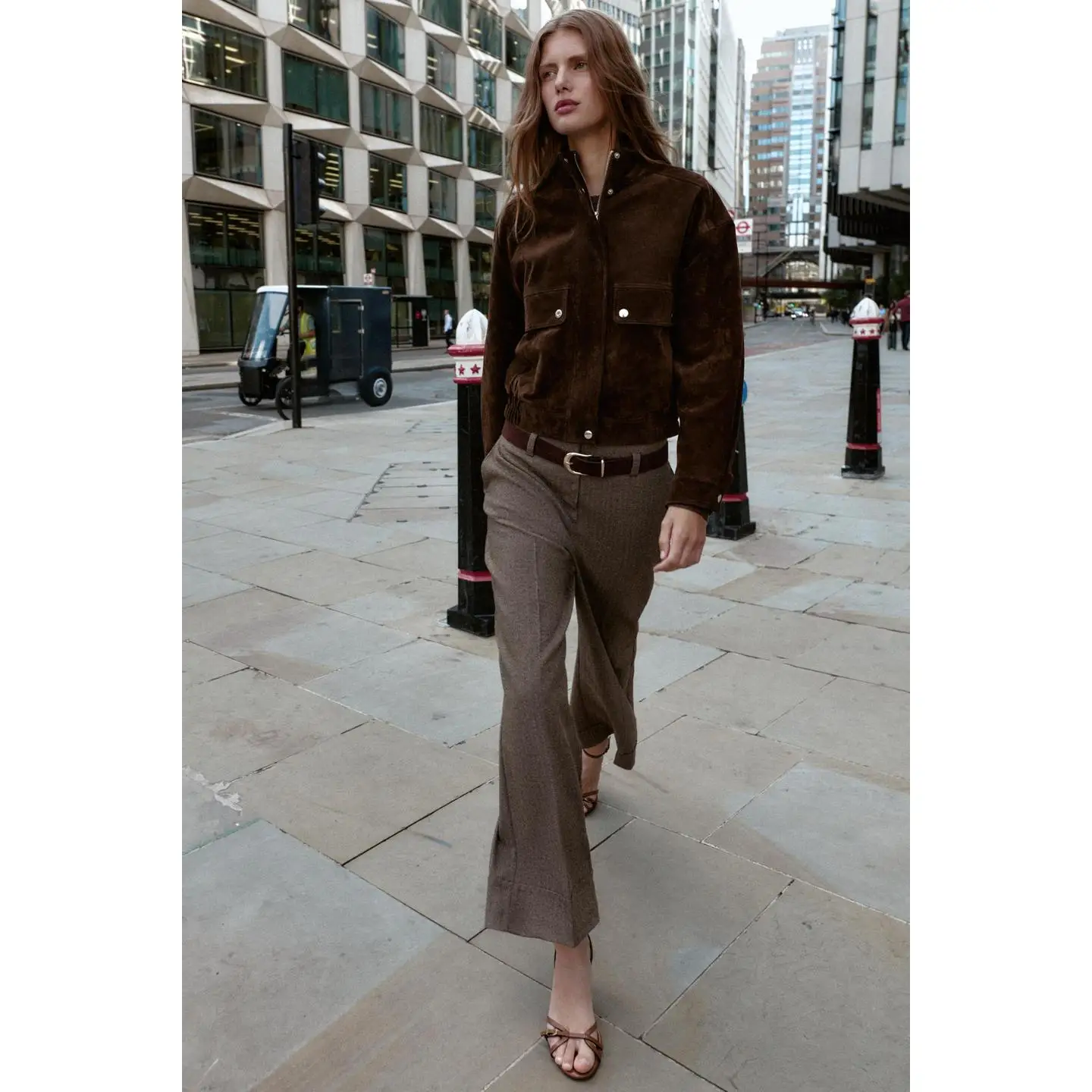 High Waist Casual Pants Faionable Commute Sle Belted Trousers Striped Design Ladies Straight Leg Trousers for Autumn