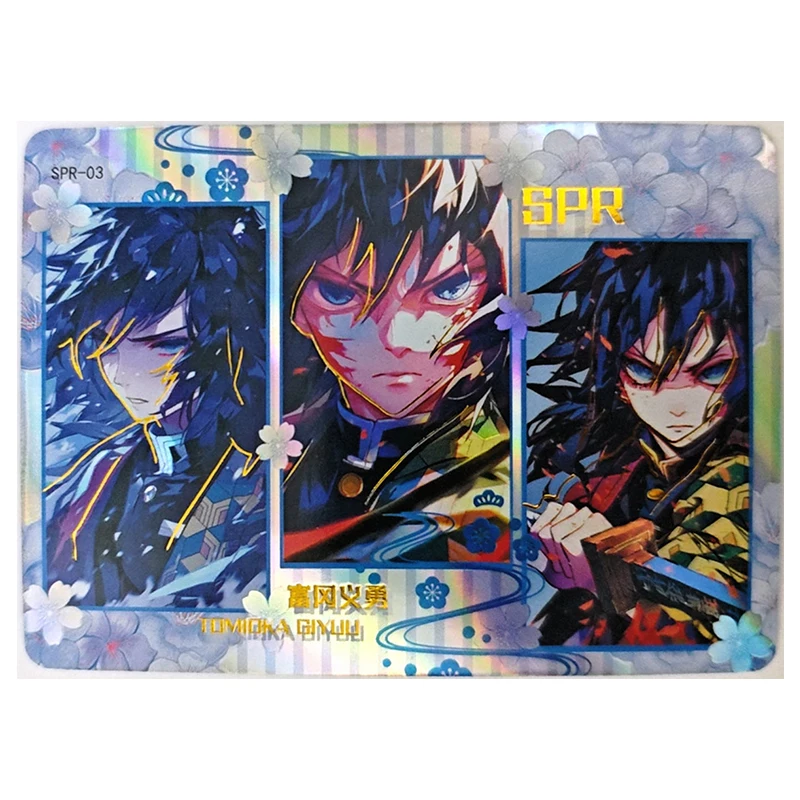 Anime Demon Slayer Rare SPR Game Collectible Cards Tanjirou Kyoujurou Giyuu Kochou Shinobu Nezuko Zabawki dla chłopców Prezent urodzinowy