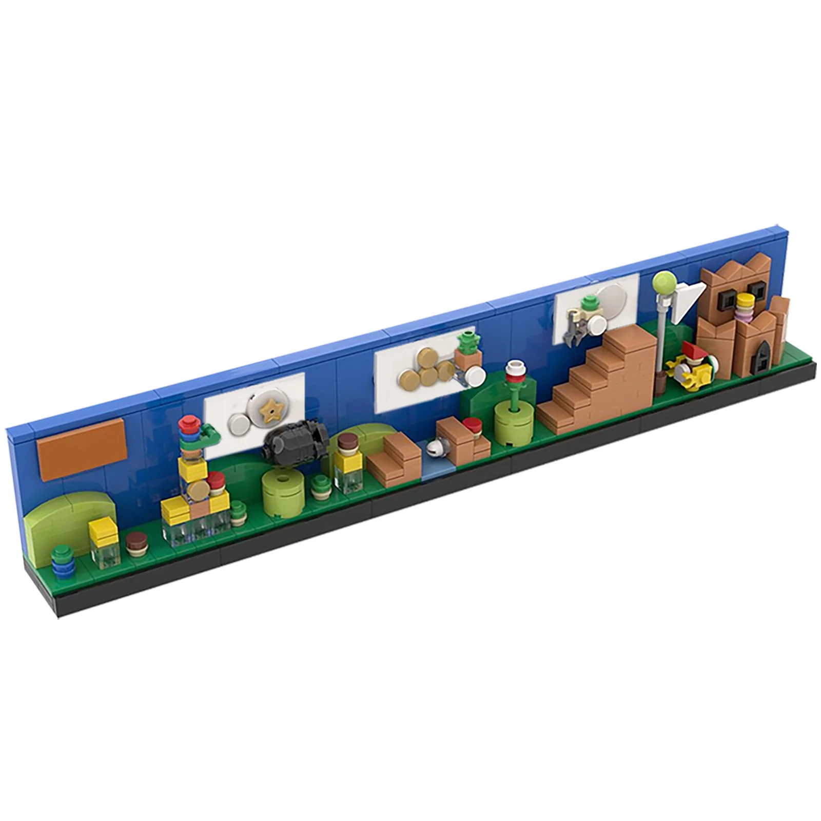 

Mushroom Kingdom Skyline MOC Building Blocks, Pixel Art Desktop Decor with Pipes, Game Scene Display for Collectors