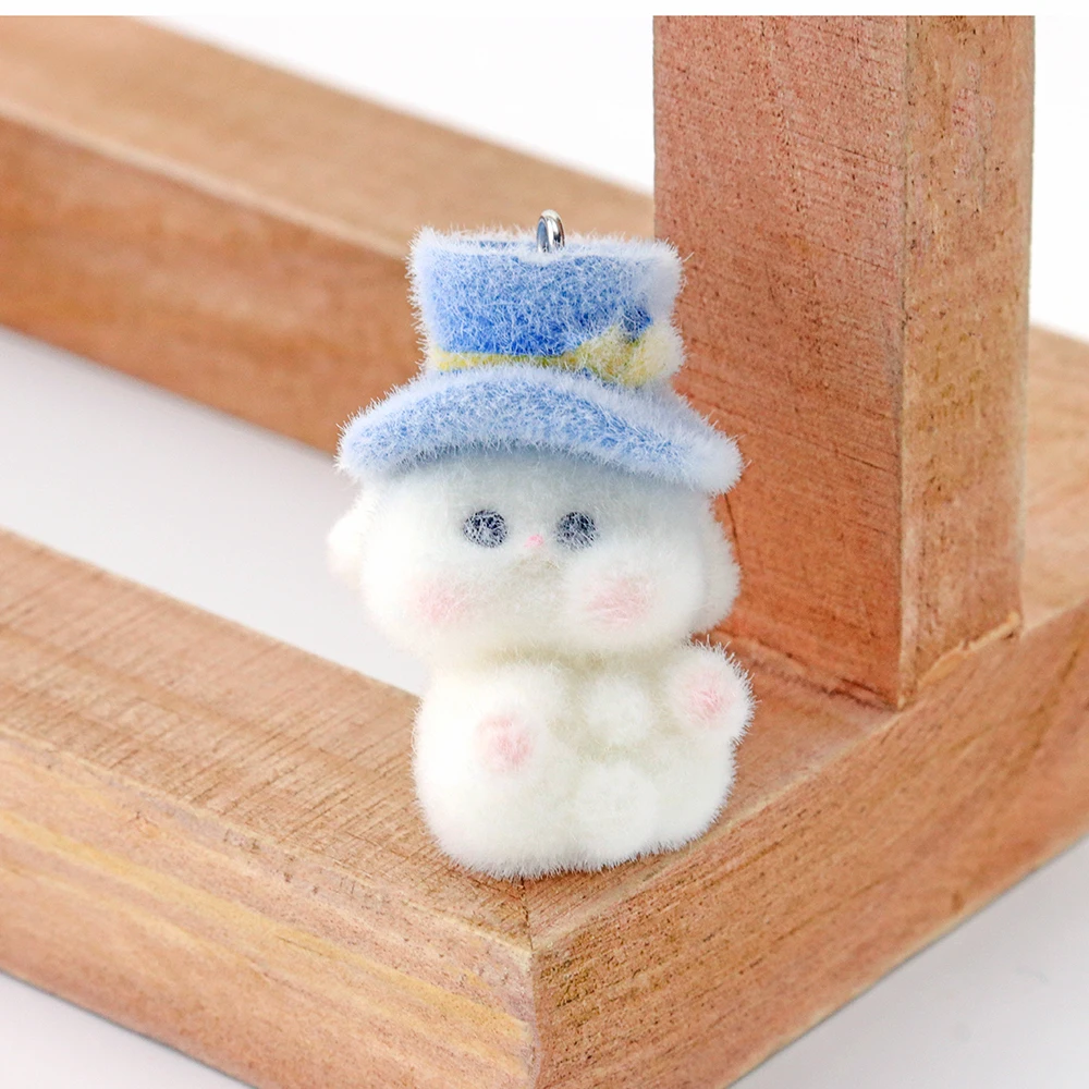 

10pcs Flocked Resin Big-eared Rabbit Cute Cartoon Pendant Can Be Used To Decorate Bags And Mobile Phone Accessories