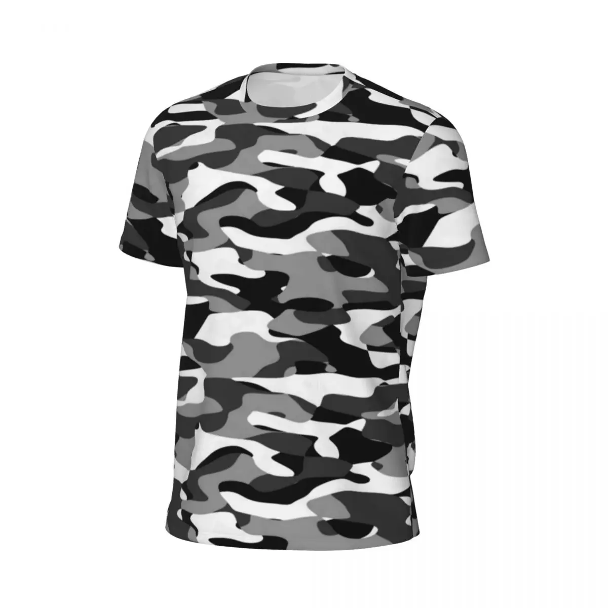 Gym T-Shirt For Men Dark Gray Camo T-Shirts Fashion Black And White Camouflage Summer Tee Shirt O Neck Pattern Clothing Gift