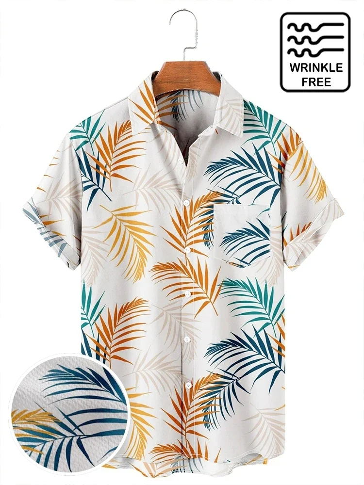 

Hawaiian Men's Print Short Sleeve Shirt Beach Coconut Tree Fashion Lapel Top 2024 New For Men Floral Clothes