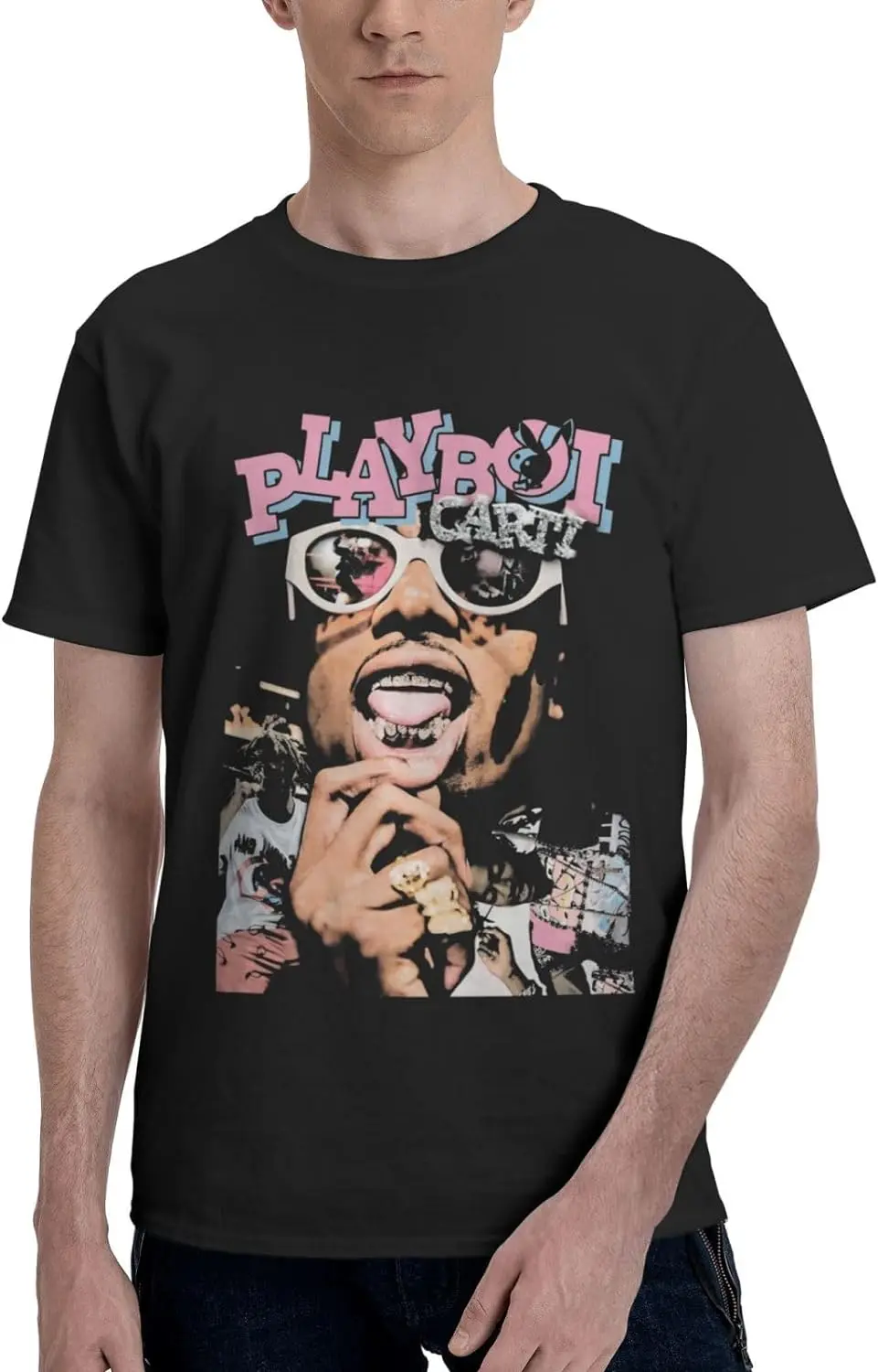 Playboi Rappe Carti Mens Womens Hip Hop Rap Trap Rapper Streetwear Vintage Style T-Shirt Black