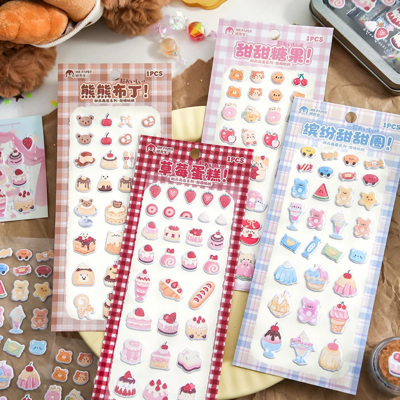 مجموعة متجر الحلوى الورقية من Mr. Paper، ملصقات مسطحة من الفوم، لوازم ثابتة لطيفة، ملصقات قصاصات، هدية للأطفال للطلاب #1