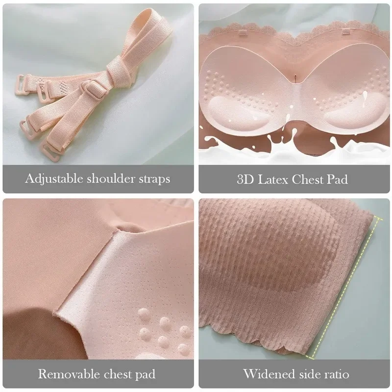 Sujetador Invisible Sexy, Tops de tubo, sujetadores sin tirantes, Bralette sin costuras, sujetador de boda inalámbrico, ropa interior push-up, lencería para mujer