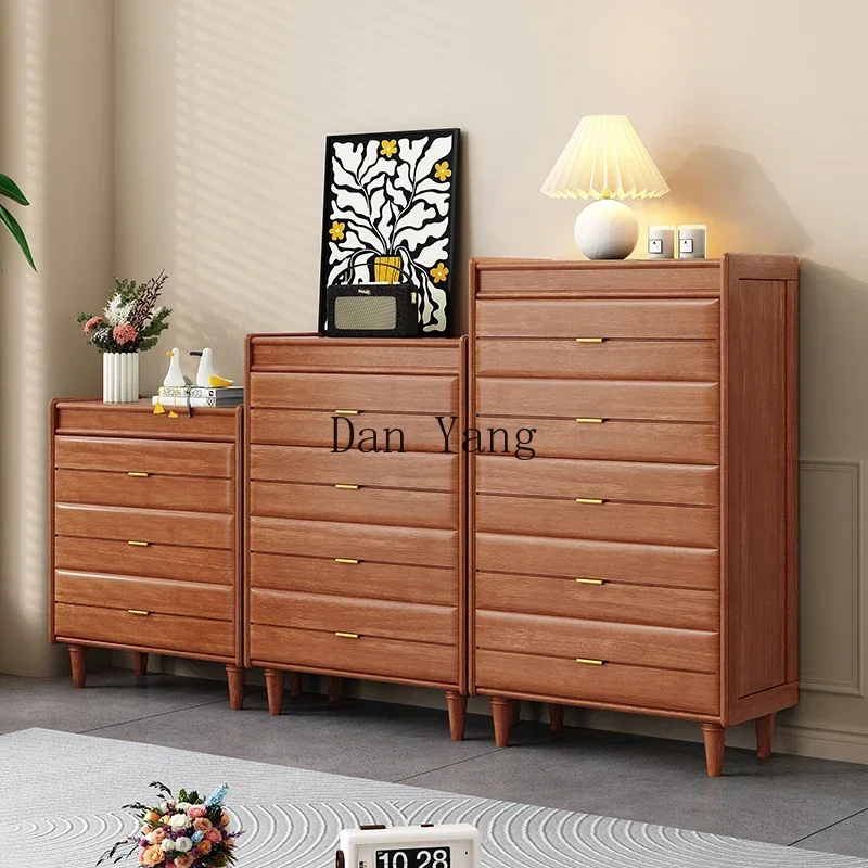 YJ walnut solid wood  modern simple living room wall chest chest chest of drawers medium antique bedroom multi-layer locker