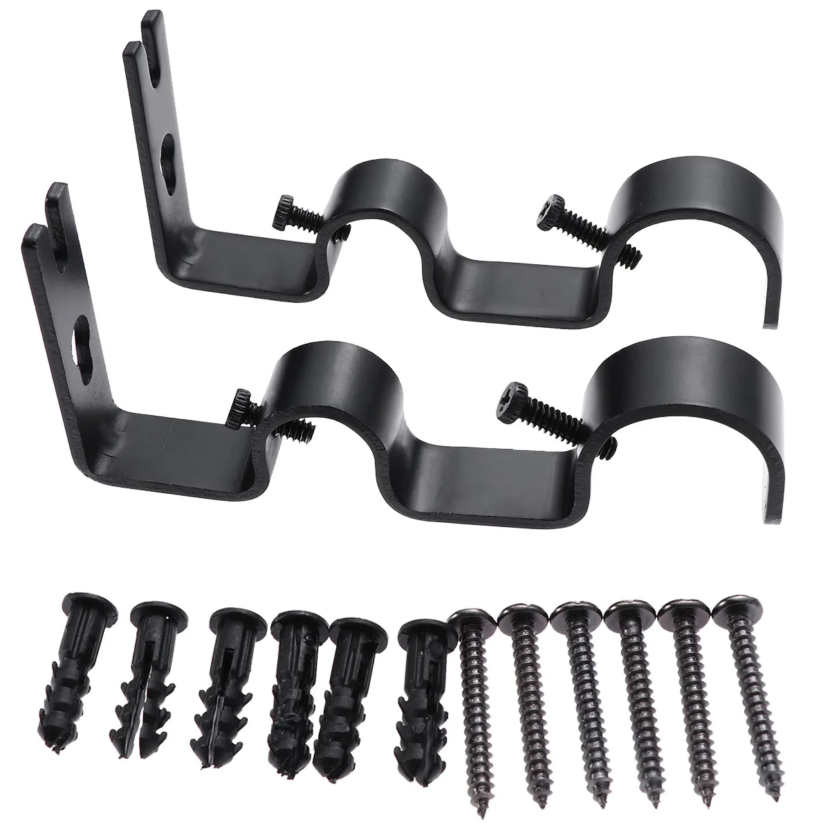 

2pcs Curtain Rod Accessories Black Bracket Shower Mounting Holder Iron Vintage Style Easy Install Suitable