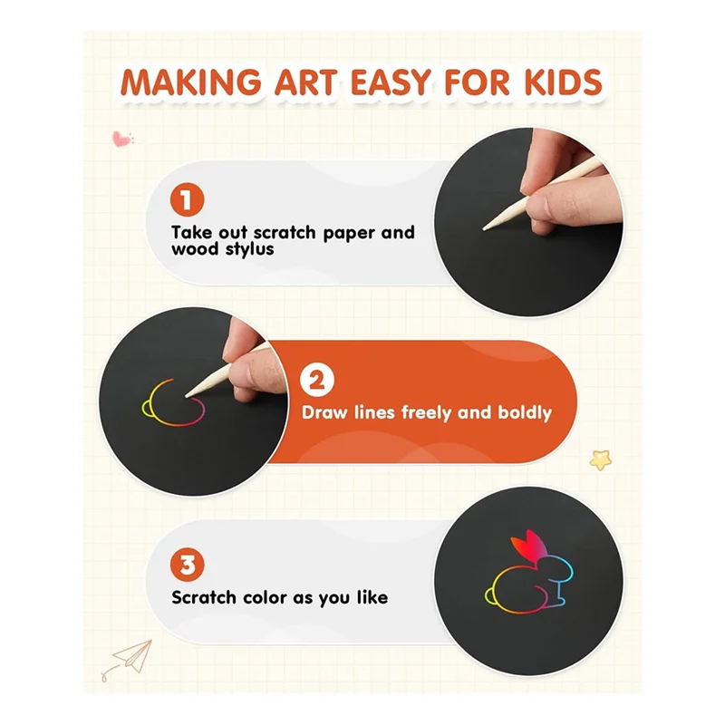 

AS96-Scratch Paper Art Crafts - Classroom Must Haves Supplies - No Mess Art For Kids - Fun Creative Activity Game - Gifts