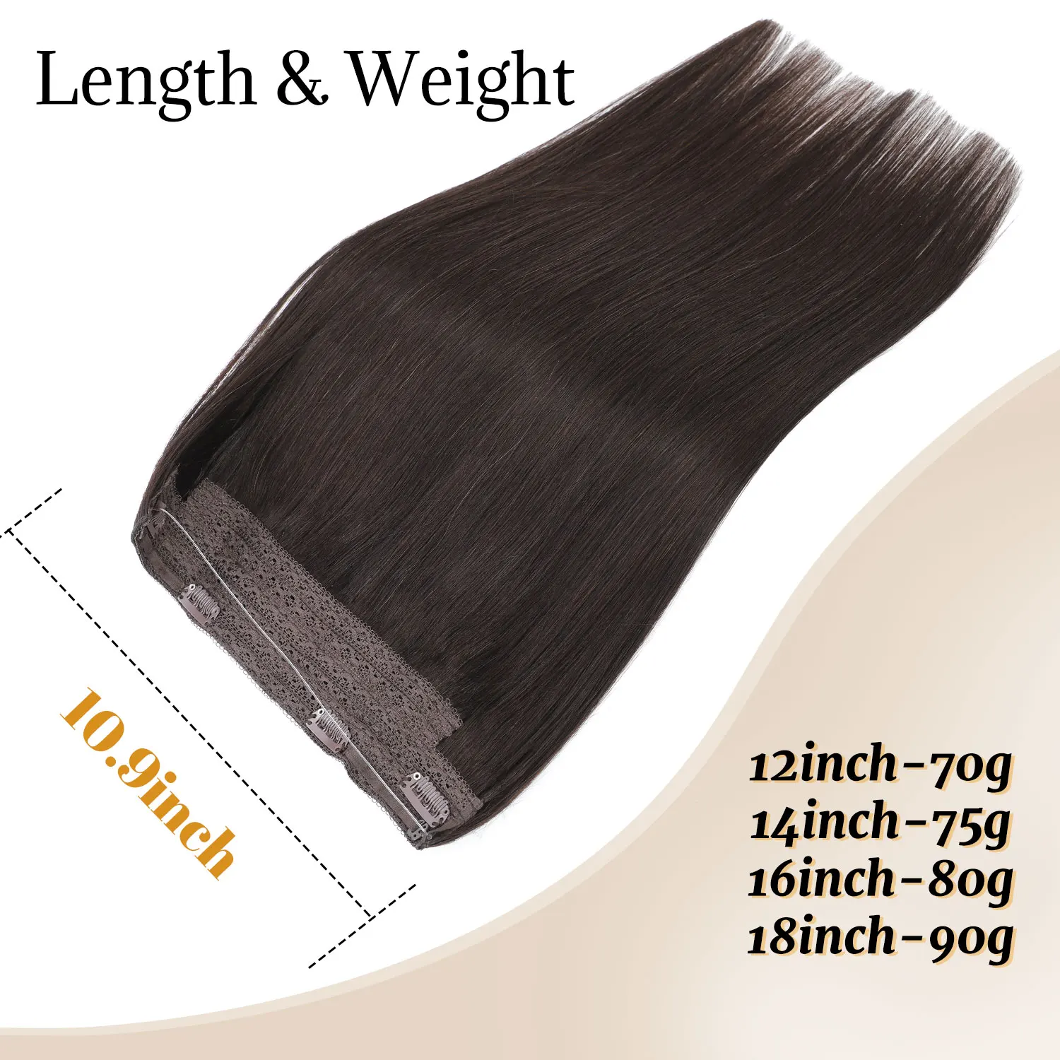 Invisible Transparent Wire Hair Extensions Straight Remy Hair Fishing Line with 4 Clips Wire Hair Extensions Real Human Hair