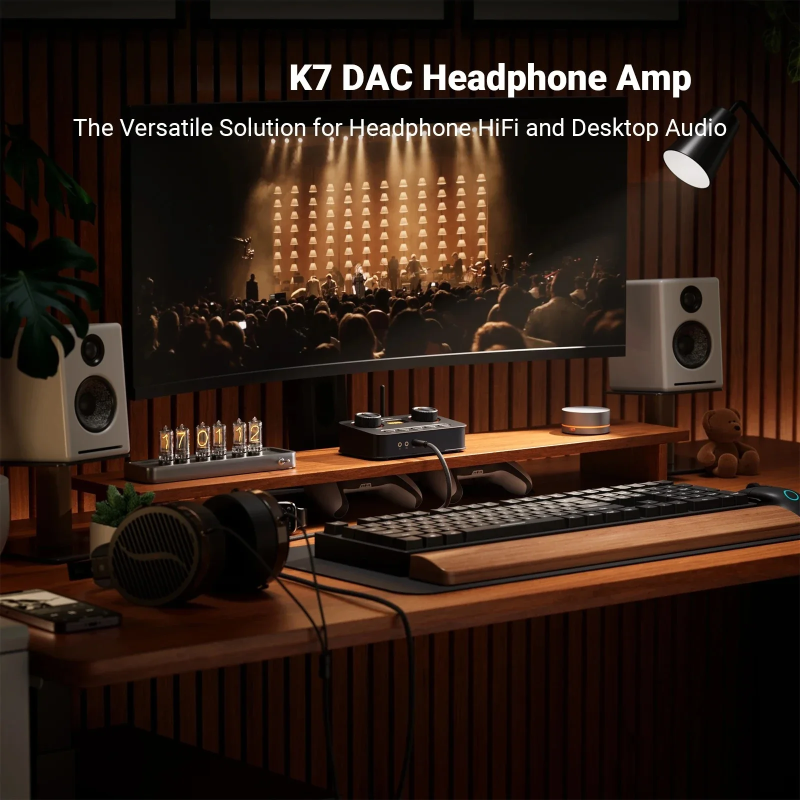 EAEY HiFi DAC & Headphone Amplifier, AKM4493ESQ DAC Chip, PCM 384kHz/32Bit & DSD256, Mic Input USB Audio DAC for Gaming