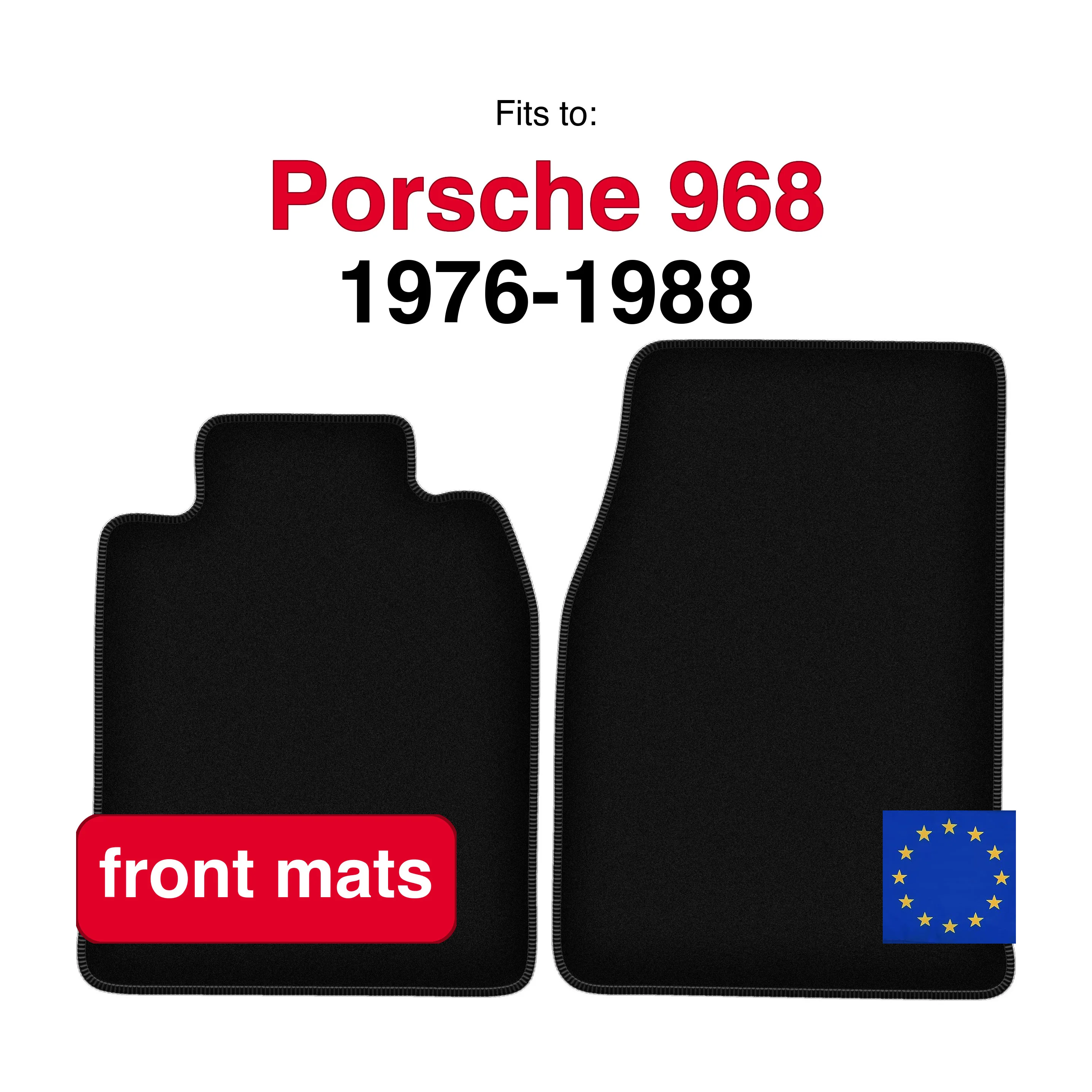 Tapis avant en velours pour Porsche 944 coupé (1976-1988) -Noir (2 pcs)