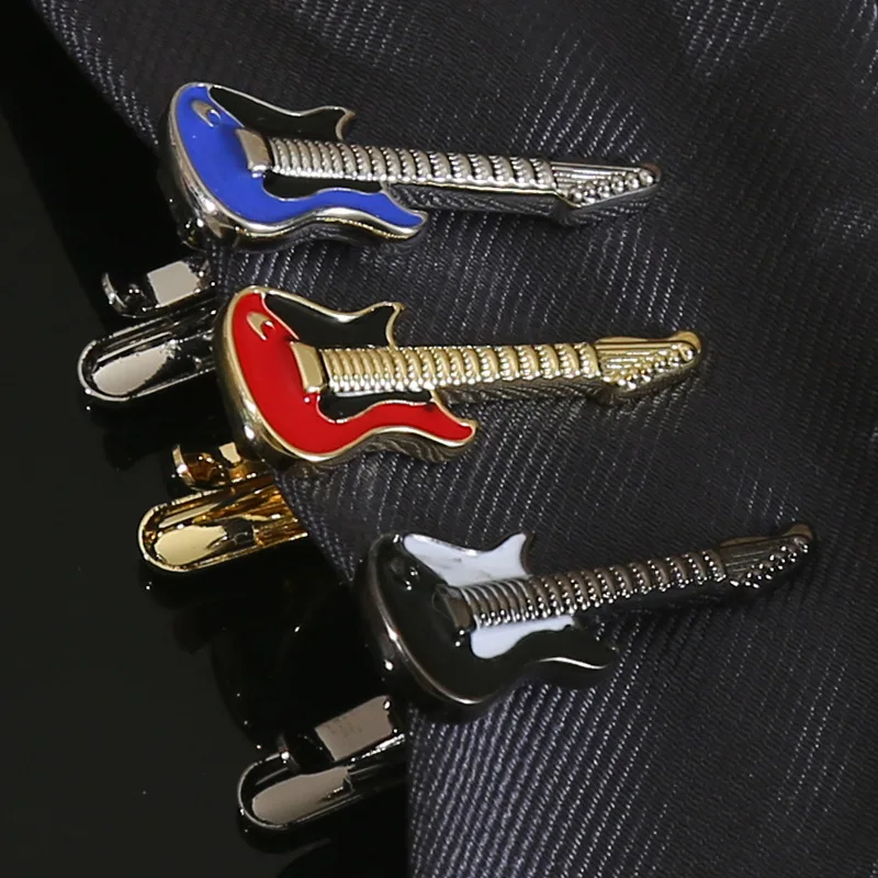 

Модный мужской зажим для галстука из сплава: геометрический, мультяшный, милый, золотой, в форме гитары, креативный, для костюма