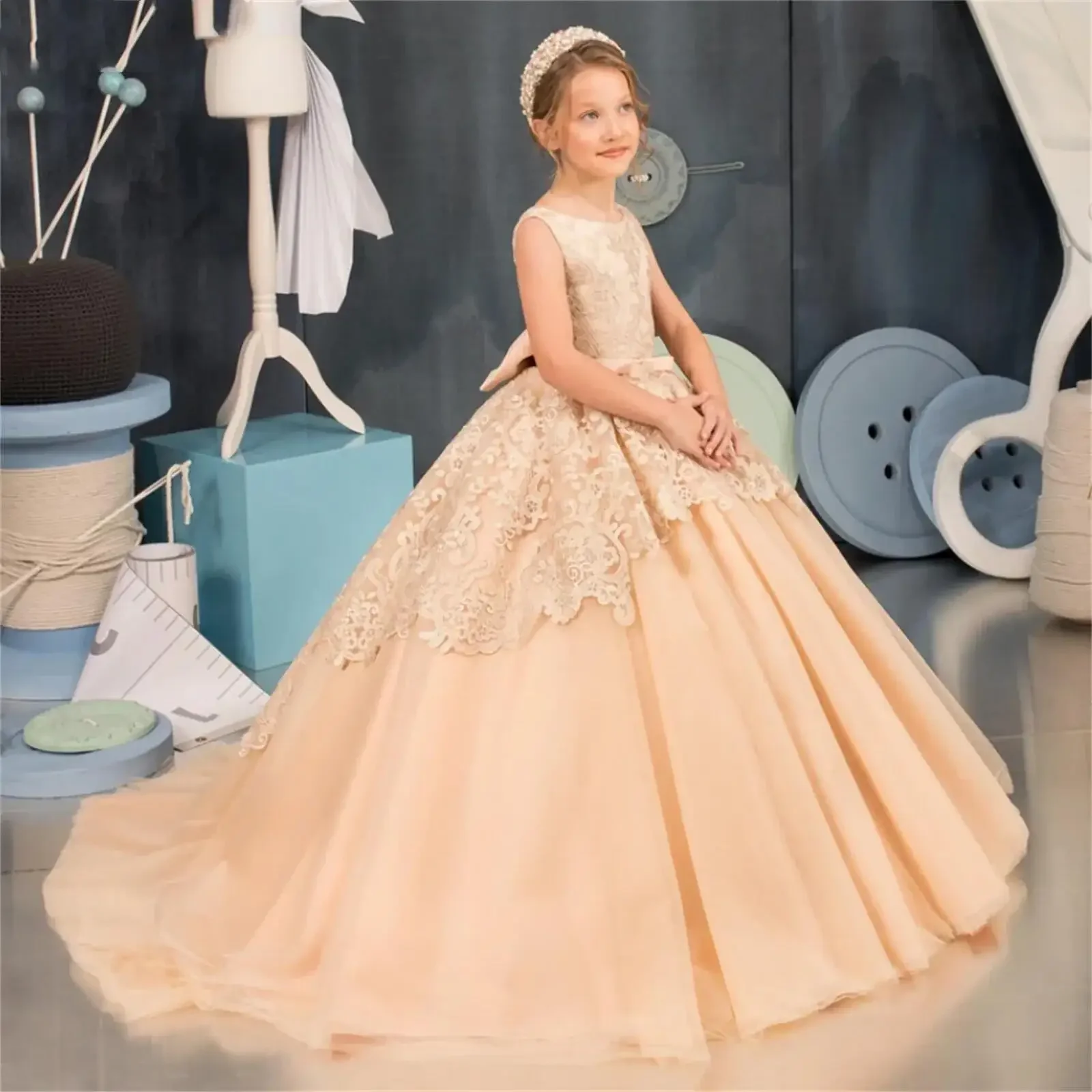 

Puffy Baby Girl Dress Layers Flower Girl Dresses Cute Princess Dress Girl Wedding Party Dress Child Kids Dresses