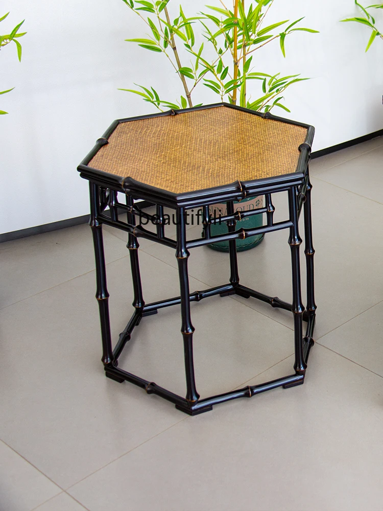 Bamboo Woven Hexagonal Side Table Tea Table Living Room Home Tea Room Tatami Tea Table Tea Table Pier Table furniture