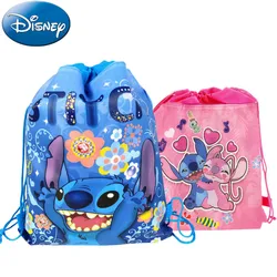 Disney-mochila de Anime Lilo & Stitch, bolsa con cordón, decoraciones para fiesta de cumpleaños de niños, suministros para Baby Shower, regalos