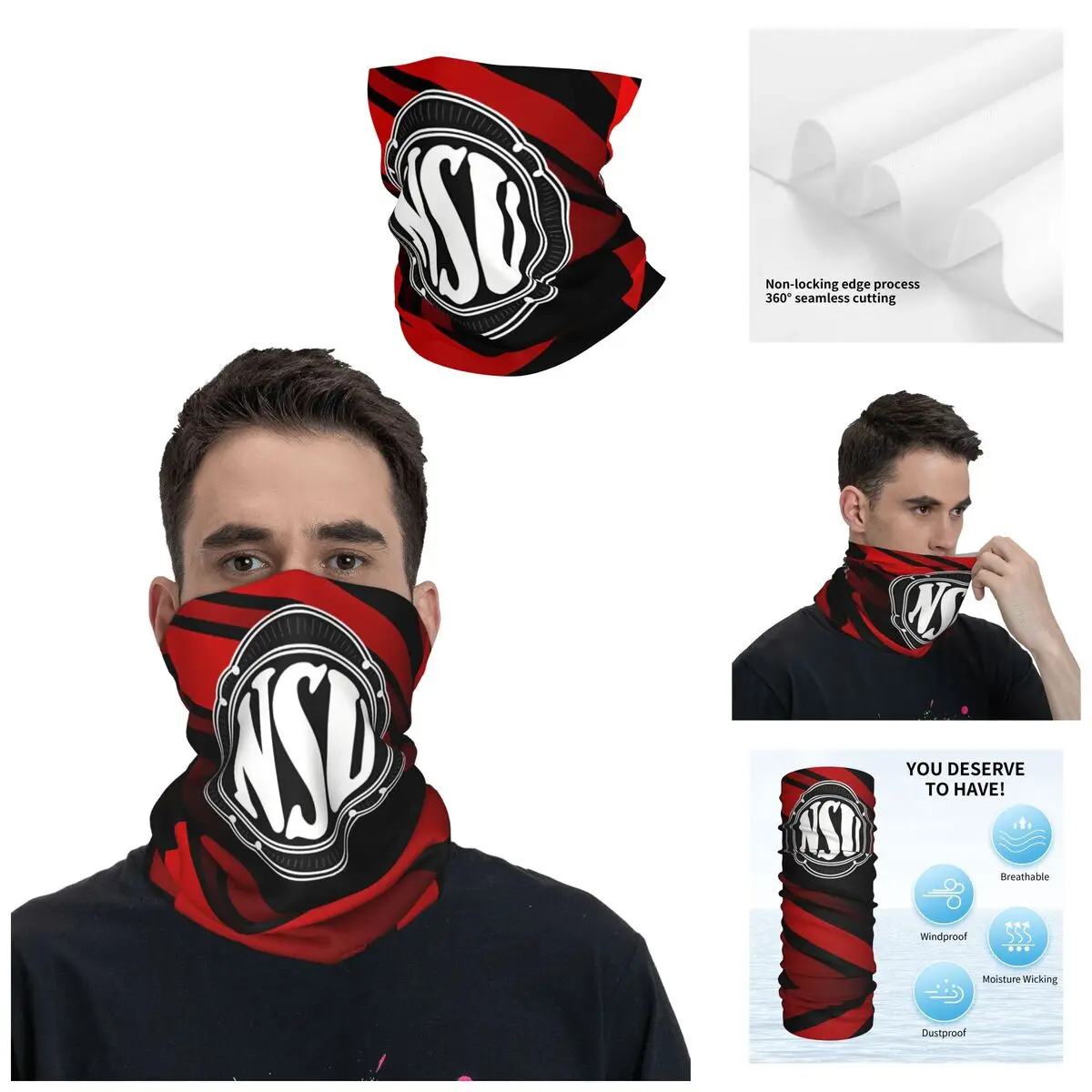 Athletic Bandana Neck Gaiter Printed Motorcycle Motocross NSU Face Scarf Balaclava Cycling Unisex Adult Windproof