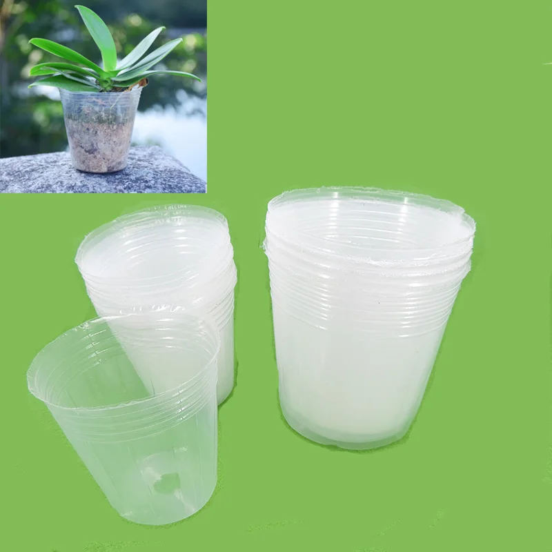 8/10cm Garden transparent Nursery flower Pots Plastic Flower Planting grow Nutrition Cup for veg Orchid Propagation Container R