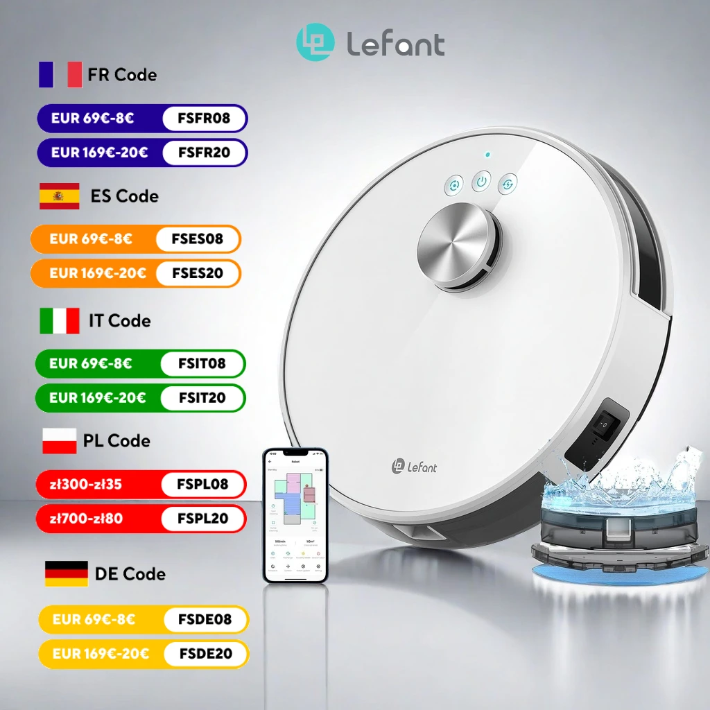 Lefant M1 Robot Vacuum Cleaner with Multi Plane Mapping, 4000 Pa, 4000 mAh Battery, LDS Navigation, APP/Alexa/Google