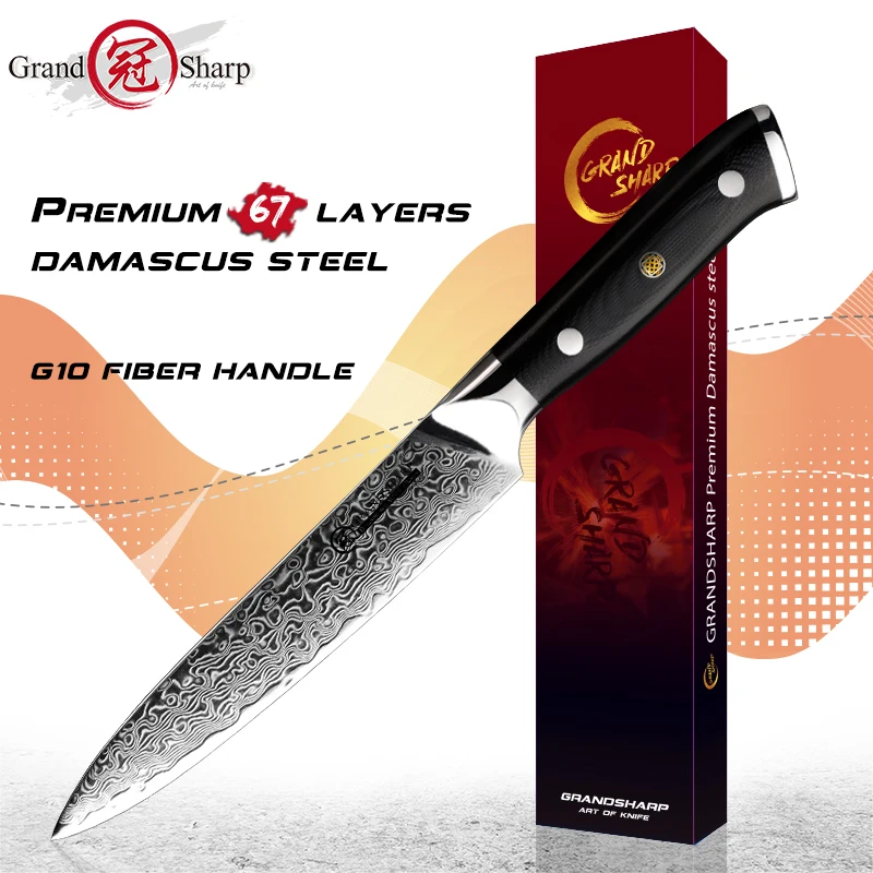 

5 Inch Utility Knife AUS-10 Japanese Damascus Stainless Steel Chef Kitchen Knives Cooking Vegetables Fruits Cutting Tool Cutlery