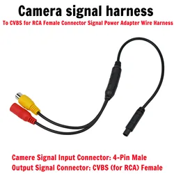 Car CVBS Male To 4 PIN Female Conversion Cable For Rear View Mirror DVR Parking Monitor Connect Reverse Camera