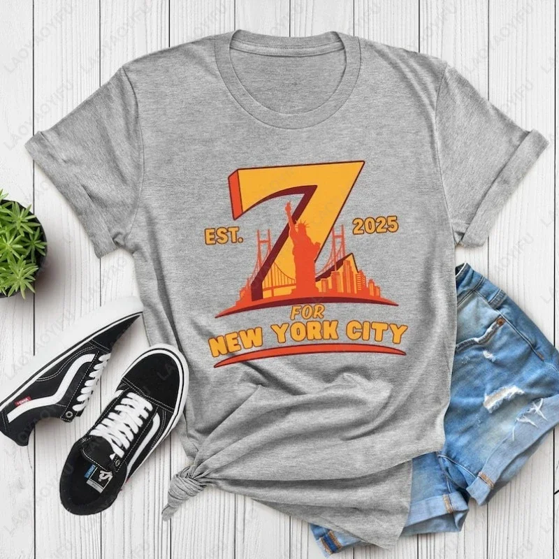 Zohran ل NYC تي شيرت الديمقراطيين Mamdani 2025 تيز العصرية شخصية القطن التي شيرت الرجال امرأة خمر بلايز عادية قصيرة الأكمام