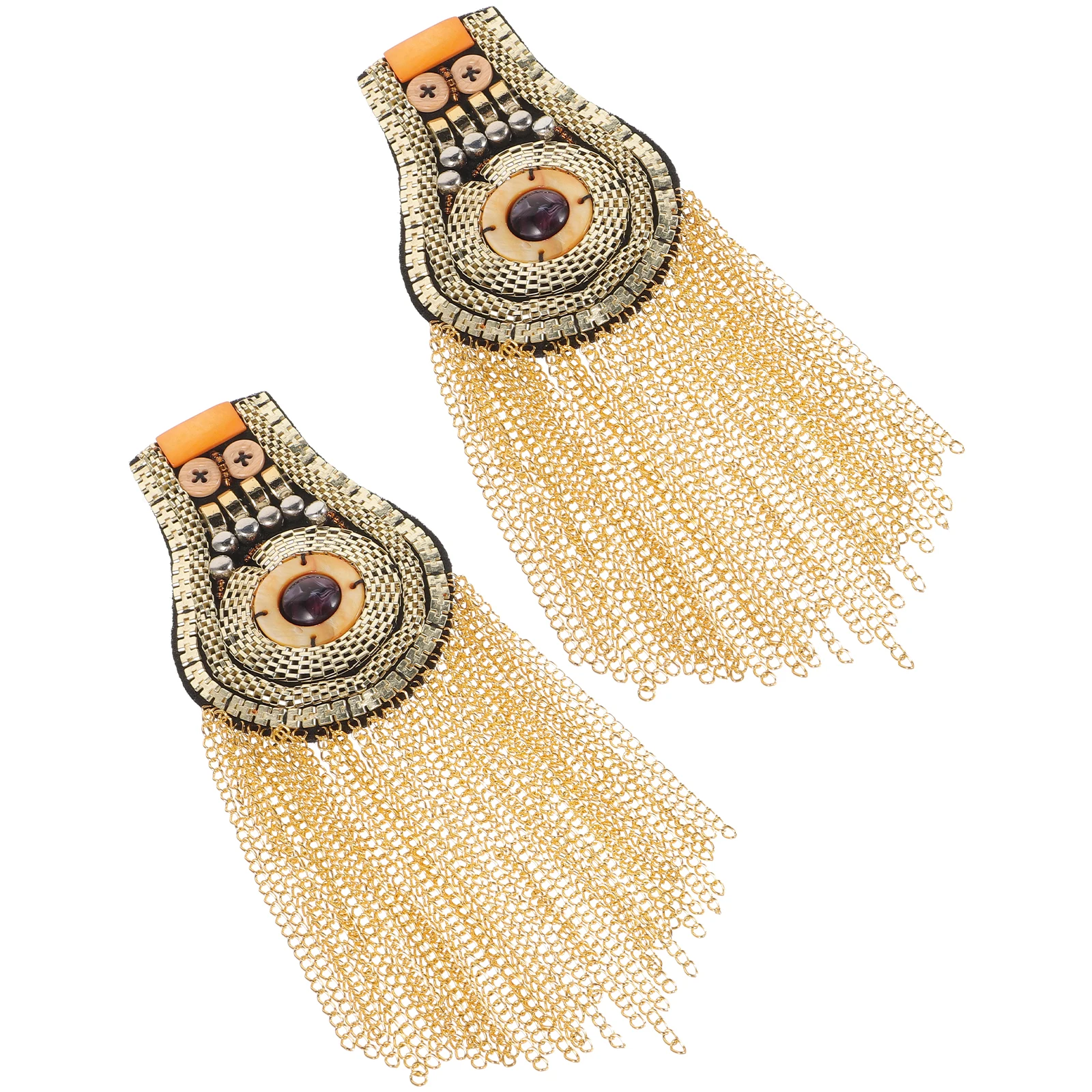 

2Pcs Tassel Chain Shoulder Epaulets Rhinestone Epaulet Applique Vintage Shoulder Jewelry for Weddings Parties Anniversaries