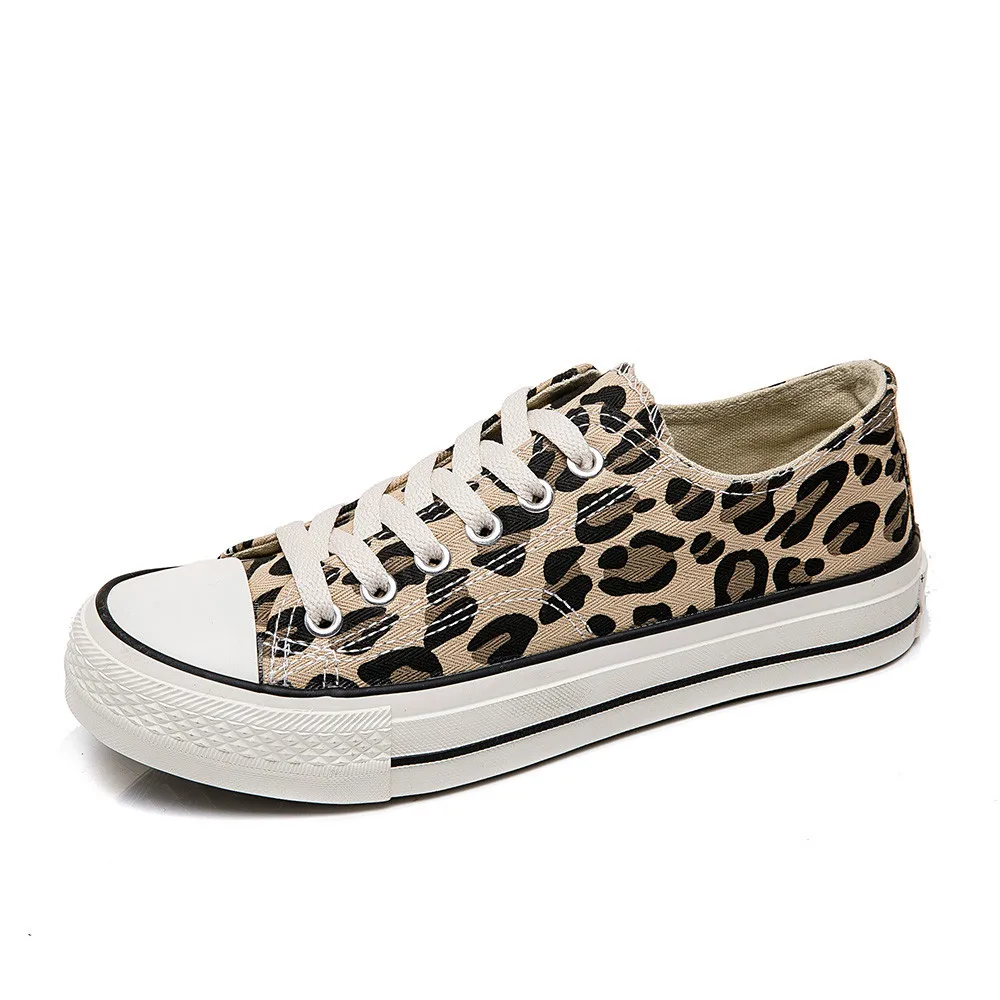 Leopard Canvas Shoes Women Flat Platform Sneakers  Casual  Woman High Top Tenis obuwie sportowe damskie markowe chaussure