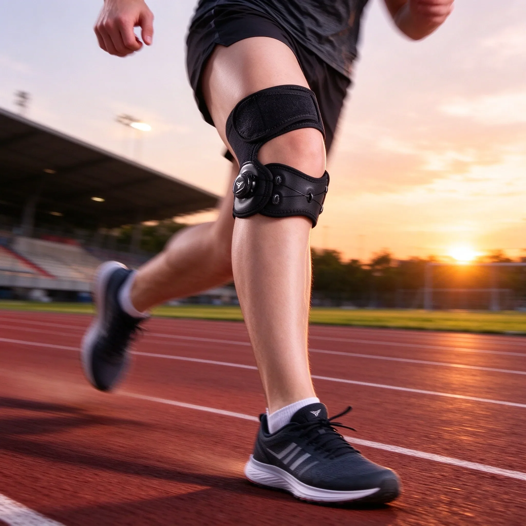 1PCS Patella Tendon Support Brace with Rotary Knob, Adjustable Pressure Knee Strap, Non-Slip Hook & Loop Knee Guard for Meniscus