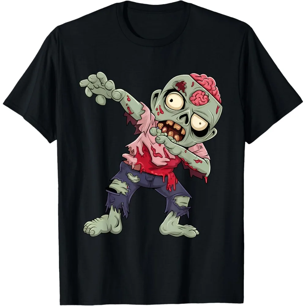 Dabbing Zombie Brain Halloween Scary Dab Dance Boys Teen Men T-Shirt O-neck High Quality Cotton Short-sleeve Men Tees