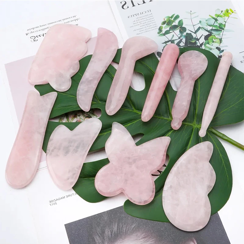 

1pc Natural Rose Quartz Gua Sha Massage Tool Jade Massager Gouache Scraper Face Lifting Spa Acupuncture Anti-Aging Health Beauty