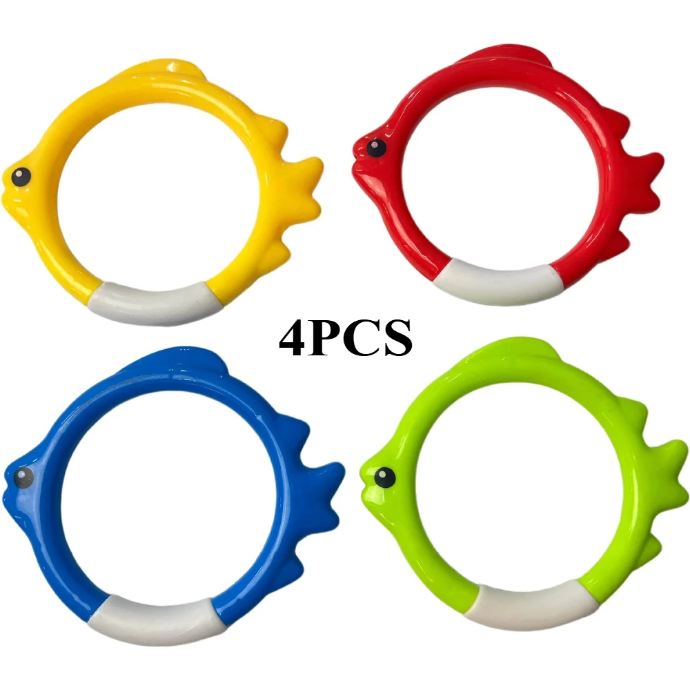 4×Summer Swimming Diving Toys Set Pool Swim Ring Water Sports Play Game Diving Ring Underwater Accessories Grabbing Toys for Kid