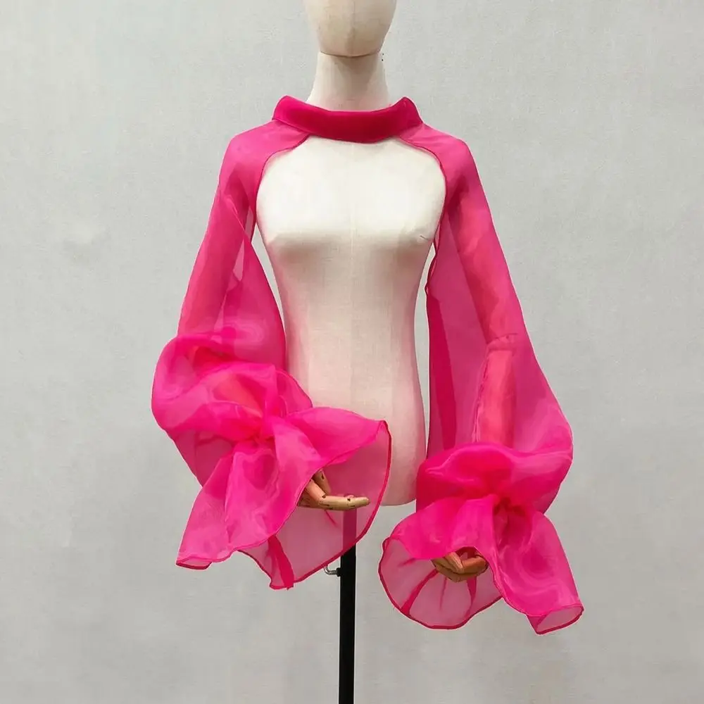 Elegant Polyester Organza Shawl Breathable Soft Bridal Shrug Arm Sleeve Wrap Autumn