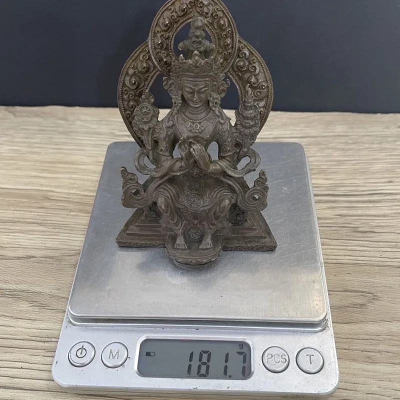 Antique Tibetan Maitreya Buddha Statue Mini Buddhist Worship Figurine for Home Altar Meditation Spiritual Collectible Decor