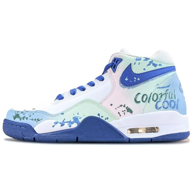 

【Customize】Nike Flight Legacy Vintage Basketball Shoes Men Mid-top Blue/Green/Pink/Cyan/White Sneakers shoes BQ4212-103