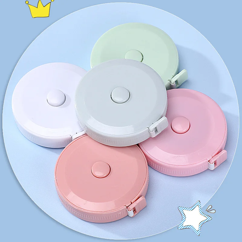 5 Pcs 1.5m Small Tape Measure Portable Student Soft Leather Three Measurement Clothes Automatic Recycling Portable Tape Measure