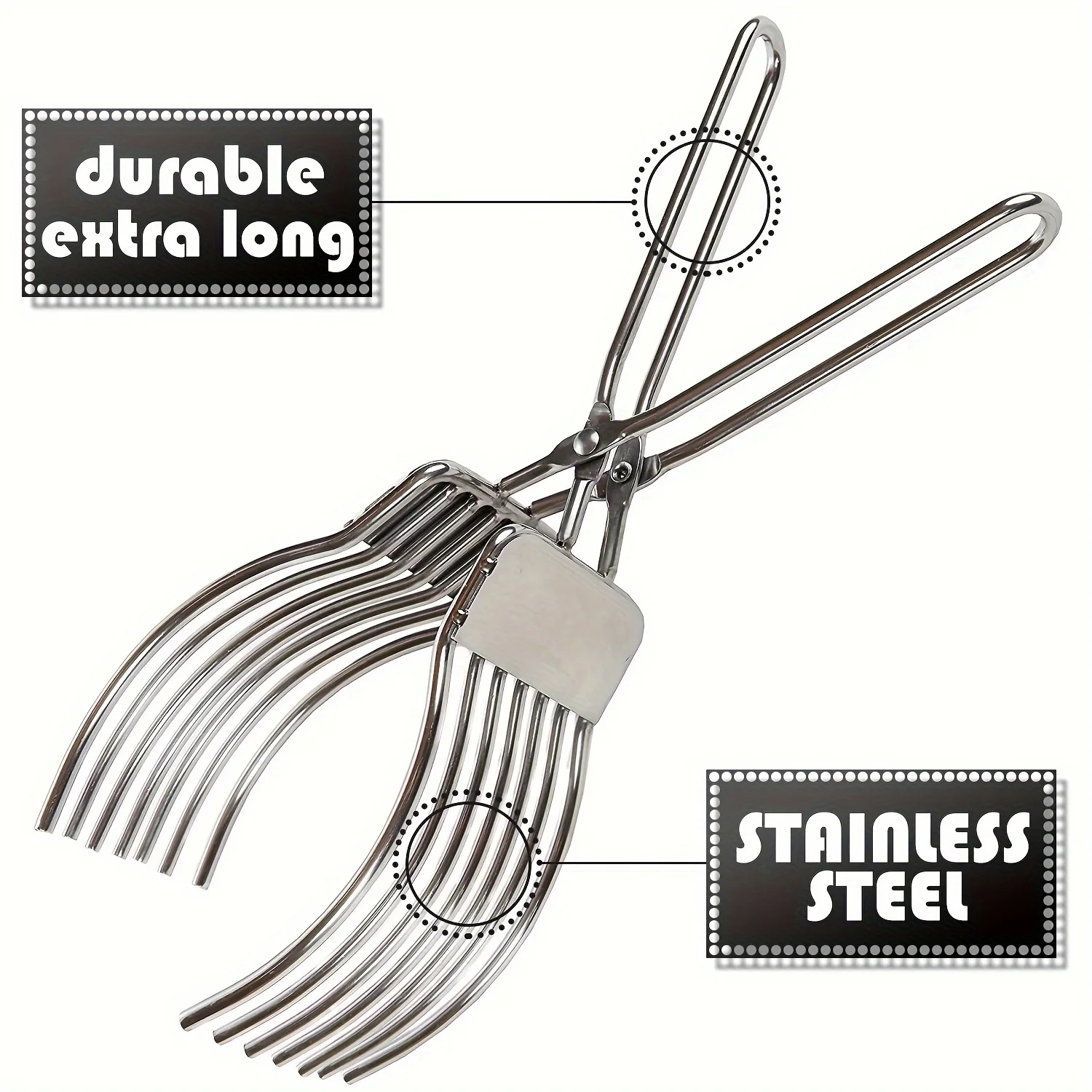 1pc Stainless Steel Premium Roast Beef Cutting Tongs - Ergonomic Design for Easy Meat Bread Slicing