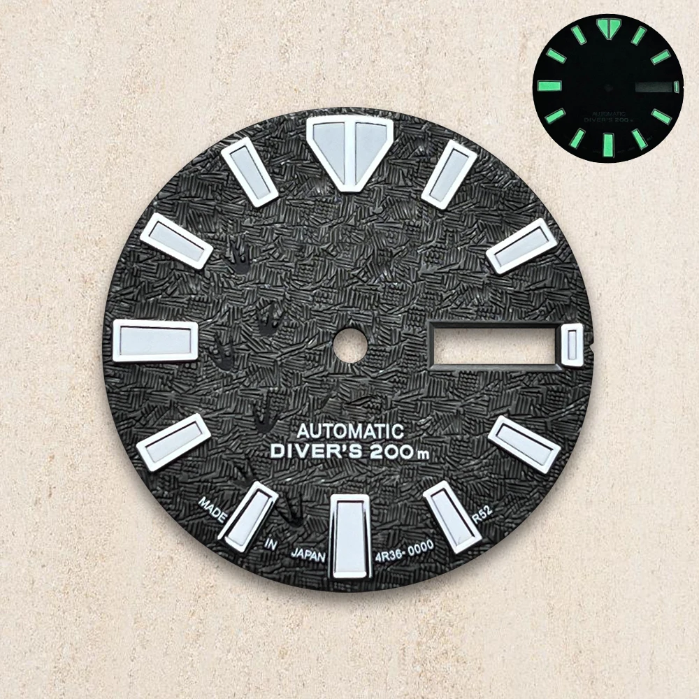 28.5mm S Logo Dial Suitable For NH35/NH36/4R/7S Japanese Automatic Movement Green Luminous