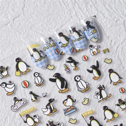 1pcs 5D Kawaii Penguin Nail Stickers Cartoon Animals Self Adhesive Nail Art Decorations Sticker Manicure Decals DIY Accessories