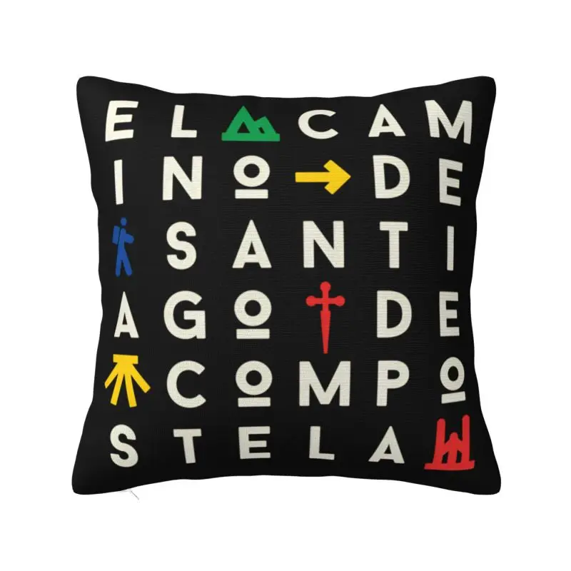 Buen Camino De Santiago Cushion Cover 66x66 cm Polyester Soft Throw Pillow Case For Sofa Car Seat Decoration Bedding Pillowslip