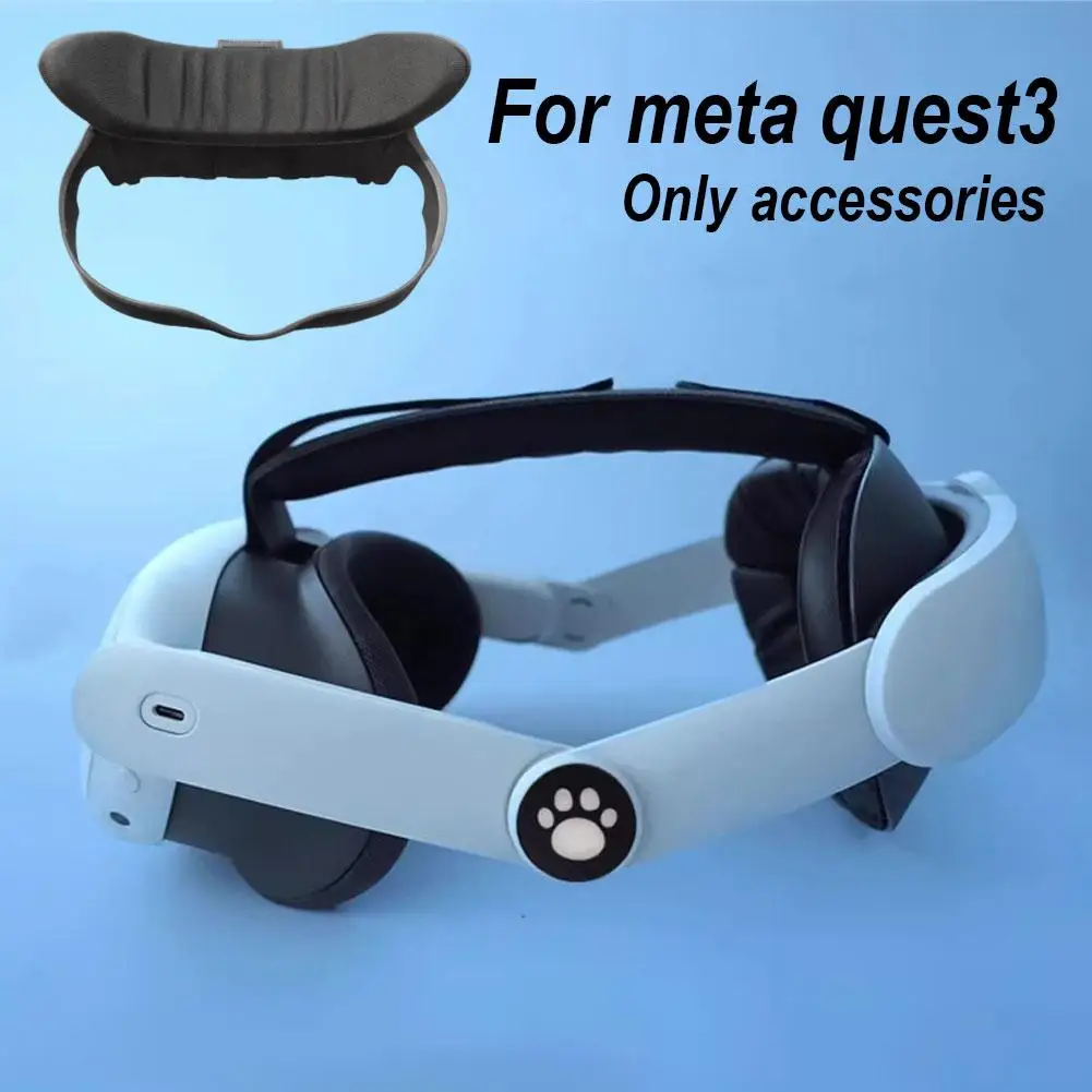 قناع وجه مفتوح من الجلد الصناعي لسماعات الرأس VR ، ملحقات بديلة لـ Meta Quest3 ، تخفيض الوزن ، مجموعة واحدة