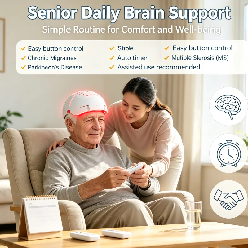 Clinical Grade Portable 810nm 1070nm Brain Therapy Helmet 436 LEDs 1-20000Hz 4-Zone Control for Home Daily Use