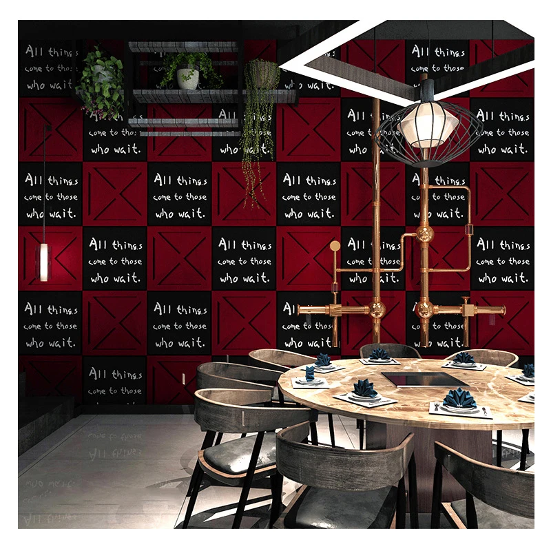 Retro Industrial Style Wallpaper English Letter Wall Sticker Bedroom Bar Ktv Background Wall Home Decoration Wallpaper