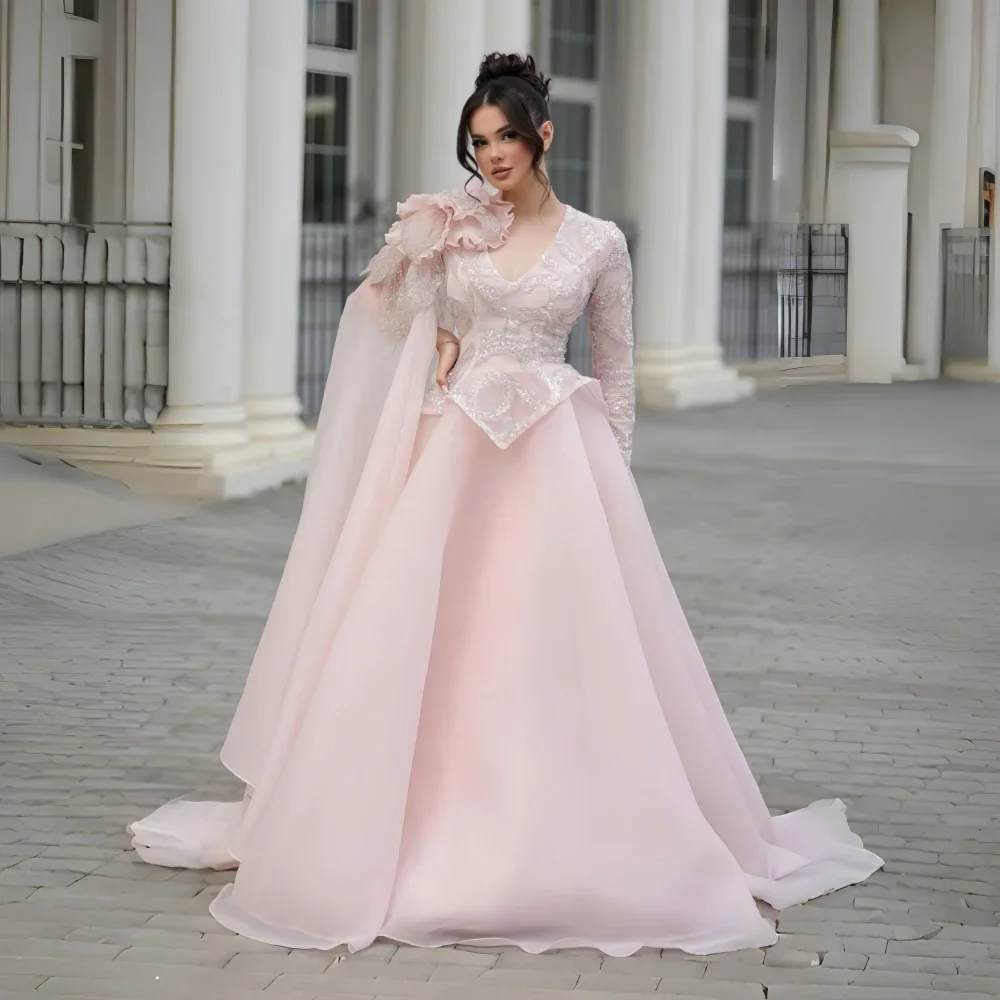 

Prom Gown Formal Dearin V-neck A-line Floor Length Skirts Tulle Bespoke Occasion Dresses Saudi Arabia Evening Dress