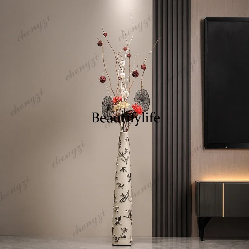 A95 minimalist TV cabinet next to the large vase ornament living room floor high home decoration