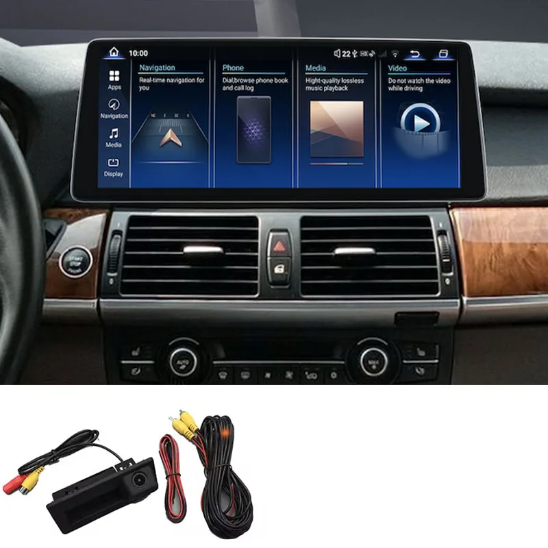 12.8'' Snapdragon Android 15 8 Core GPS WiFi 4G Car Multimedia Screen With Built-in CarPlay & Android Auto For BMW X5 E70/X6 E71