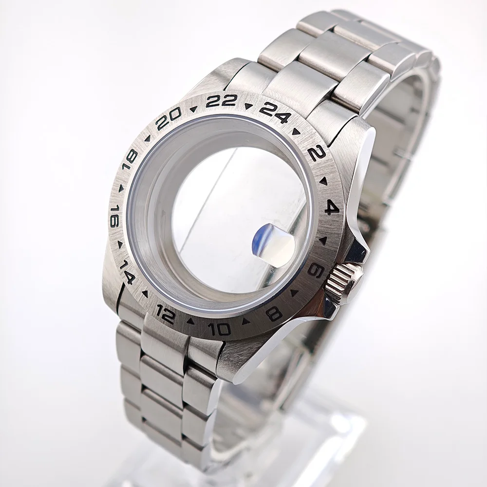 

Men's NH34 silver 39.5mm case sapphire glass, suitable for 28.5mm dial, suitable for NH34 NH35 movement watch case