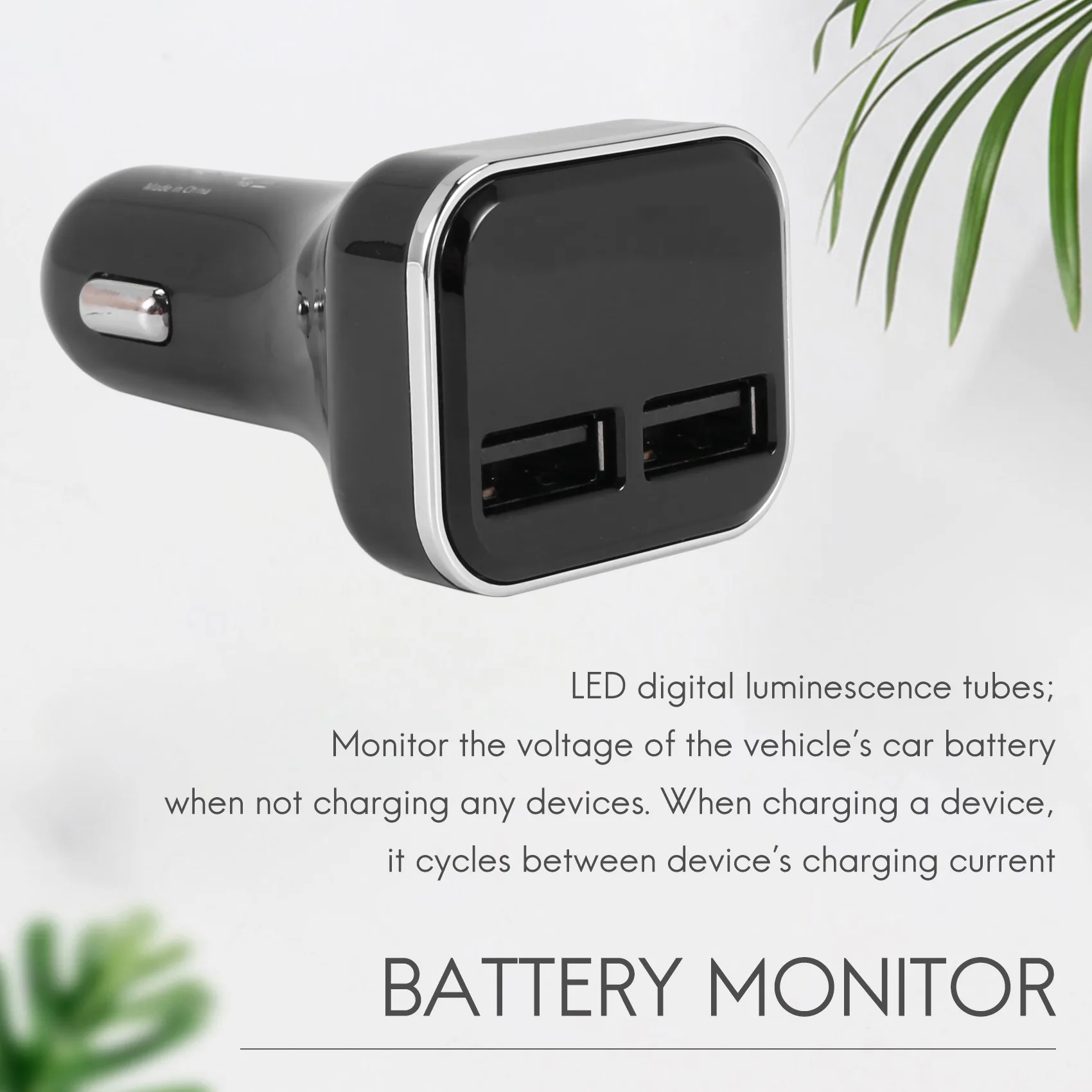 Moniteur de batterie de voiture avec affichage LED, voltmètre, chargeur, tension, ampères, iPhone 11, XS, Galaxy S20, S10