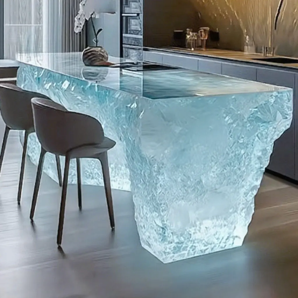 Modern Light Luxury Crystal Restaurant Set Can Be Converted Into Transparent Resin Rectangular Dining Table For Environmentally